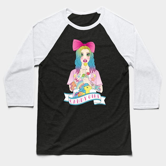 Candy Girl Baseball T-Shirt by jadeboylan